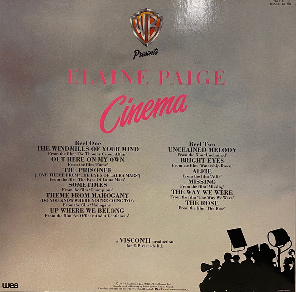 Elaine Paige - Cinema | WEA (240 511-1) - 2