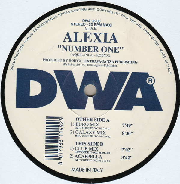 Alexia - Number One | DWA (Dance World Attack) (DWA 96.06) - 4 Alexia - Number One | DWA (Dance World Attack) (DWA 96.06) - 4
