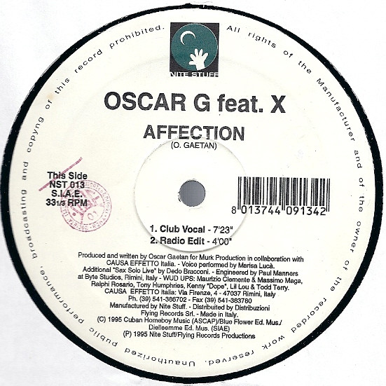 Oscar G Feat. X - Affection | Nite Stuff (NST 013) - main Oscar G Feat. X - Affection | Nite Stuff (NST 013) - main