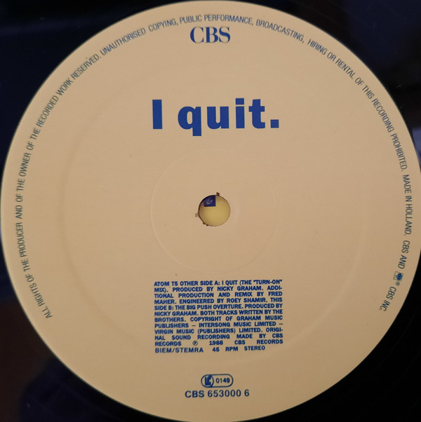 Bros - I Quit | CBS (CBS 653000 6) - 6