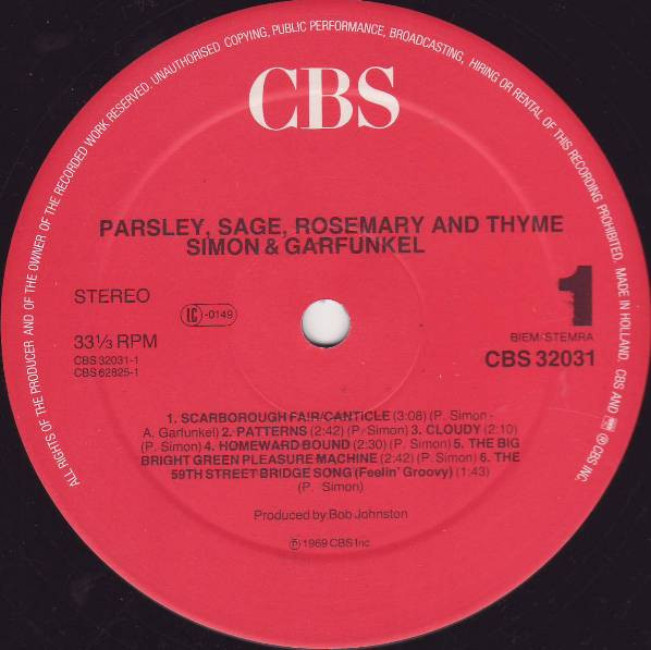 Simon & Garfunkel - Parsley, Sage, Rosemary And Thyme | CBS (CBS 32031) - 3