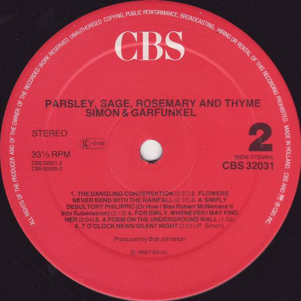 Simon & Garfunkel - Parsley, Sage, Rosemary And Thyme | CBS (CBS 32031) - 4