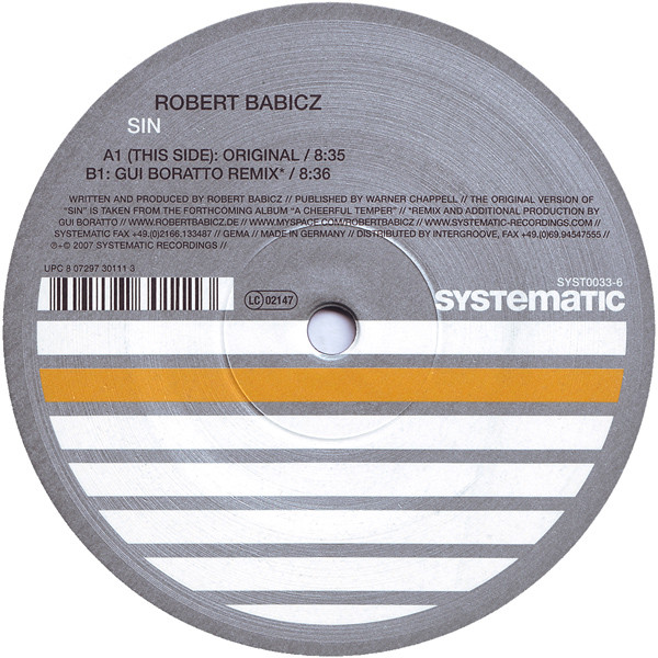 Robert Babicz - Sin | Systematic (SYST0033-6) - main