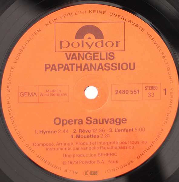Evangelos Papathanassiou - Opera Sauvage | Polydor (2480 551) - 4