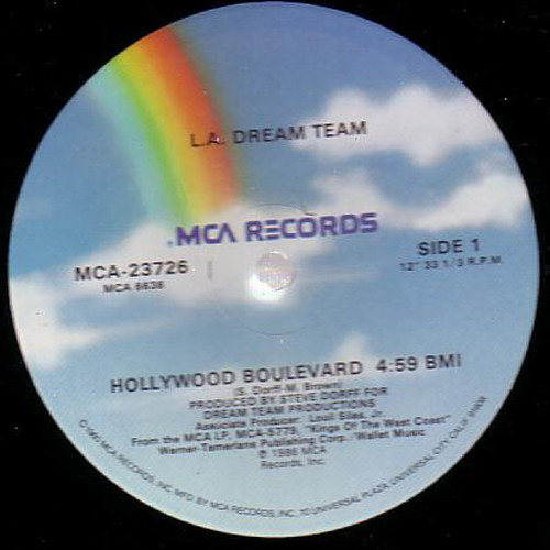 L.A. Dream Team - Hollywood Boulevard / You're Just Too Young | MCA Records (MCA 23726) - 3