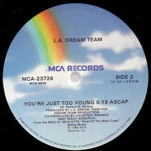 L.A. Dream Team - Hollywood Boulevard / You're Just Too Young | MCA Records (MCA 23726) - 4