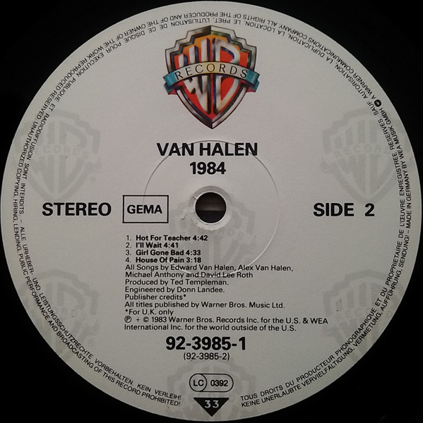 Van Halen - 1984 | Warner Bros. Records (92-3985-1) - 4