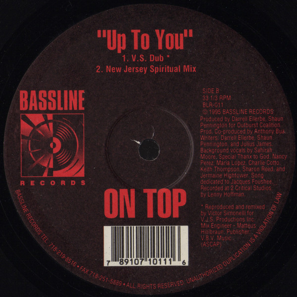 On Top - Up To You | Bassline Records (BLR-011) - 2