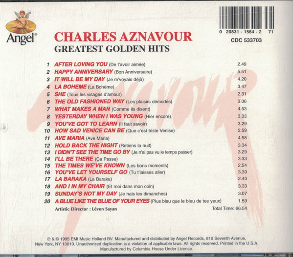 Charles Aznavour - Greatest Golden Hits | Angel Records (CDC 533703) - 2