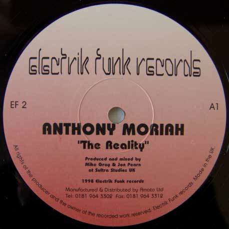 Anthony Moriah - The Reality | Electrik Funk Records (EF 2) - main