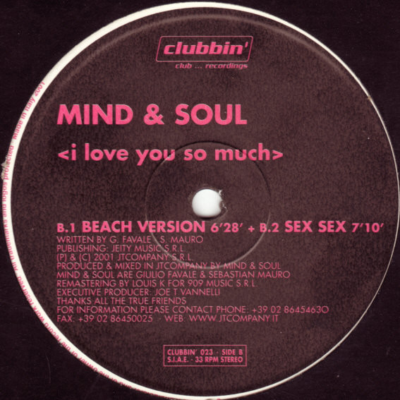 Mind & Soul - I Love You So Much | Clubbin' Records (CLUBBIN' 023) - 2