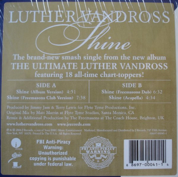 Luther Vandross - Shine | J Records (88697 00041 1) - main Luther Vandross - Shine | J Records (88697 00041 1) - main