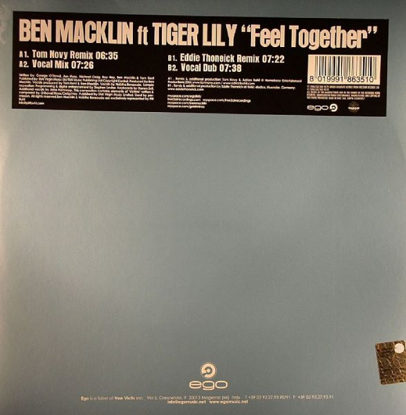 Ben Macklin Ft Tiger Lily - Feel Together | Ego Music (EGO MIX 057) - main