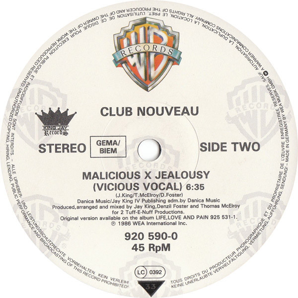 Club Nouveau - Jealousy | Warner Bros. Records (920 590-0) - 4