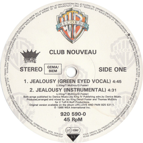 Club Nouveau - Jealousy | Warner Bros. Records (920 590-0) - 3