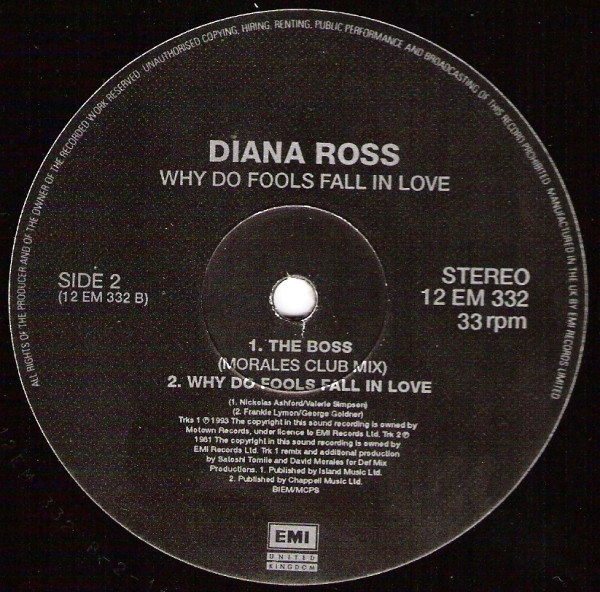 Diana Ross - Why Do Fools Fall In Love / I'm Coming Out | EMI United Kingdom (12EM 332) - 3 Diana Ross - Why Do Fools Fall In Love / I'm Coming Out | EMI United Kingdom (12EM 332) - 3