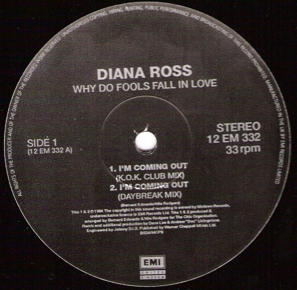 Diana Ross - Why Do Fools Fall In Love / I'm Coming Out | EMI United Kingdom (12EM 332) - 2 Diana Ross - Why Do Fools Fall In Love / I'm Coming Out | EMI United Kingdom (12EM 332) - 2