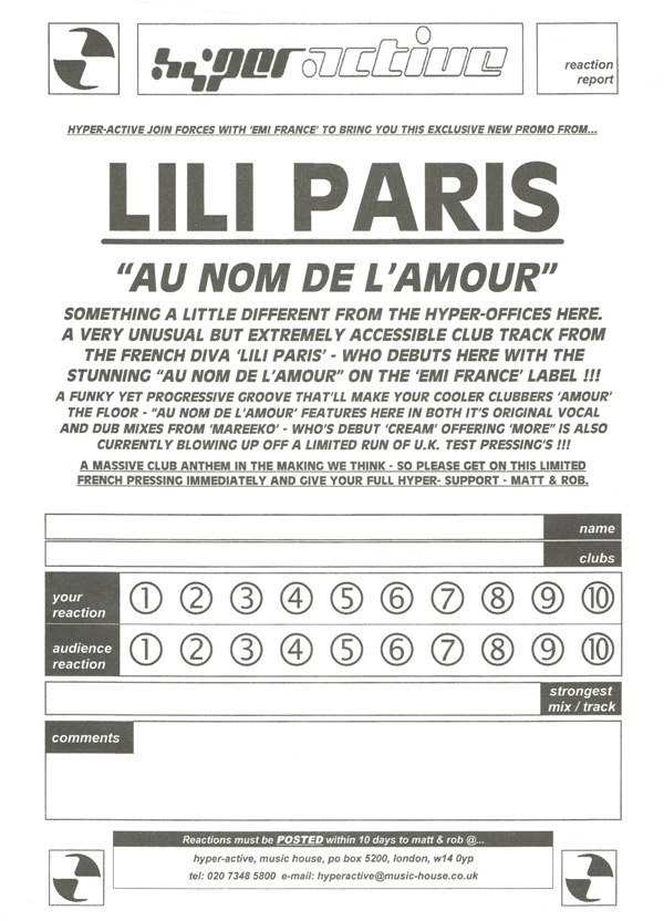 Lili Paris - Au Nom De L'Amour | EMI (12 EMDJ 606) - 4 Lili Paris - Au Nom De L'Amour | EMI (12 EMDJ 606) - 4
