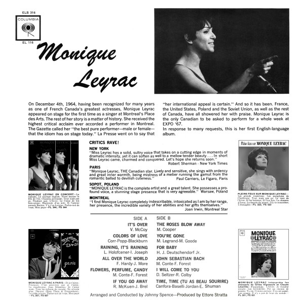 Monique Leyrac - Monique Leyrac | Columbia (ELS 316) - 2