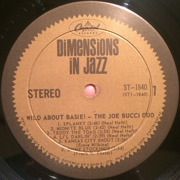 The Joe Bucci Duo - Wild About Basie! | Capitol Records (ST 1840) - 3 The Joe Bucci Duo - Wild About Basie! | Capitol Records (ST 1840) - 3