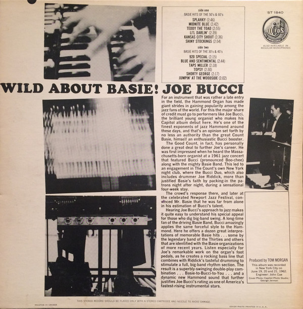 The Joe Bucci Duo - Wild About Basie! | Capitol Records (ST 1840) - 2 The Joe Bucci Duo - Wild About Basie! | Capitol Records (ST 1840) - 2