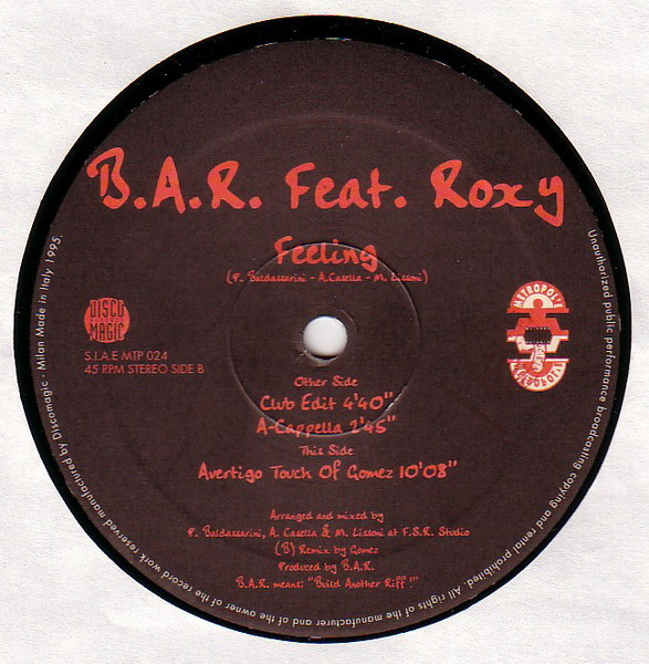 B.A.R. Feat. Roxy - Feeling | Metropol'e Records (MTP 024) - 3 B.A.R. Feat. Roxy - Feeling | Metropol'e Records (MTP 024) - 3