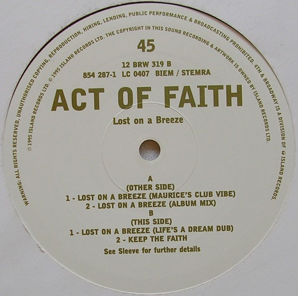 Act Of Faith - Lost On A Breeze | 4th & Broadway (12 BRW 319) - 3 Act Of Faith - Lost On A Breeze | 4th & Broadway (12 BRW 319) - 3