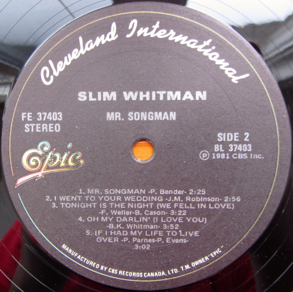 Slim Whitman - Mr. Songman | Epic (FE 37403) - 4 Slim Whitman - Mr. Songman | Epic (FE 37403) - 4
