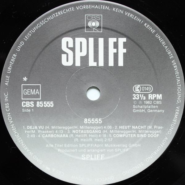 Spliff - 85555 | CBS (CBS 85 555) - 3