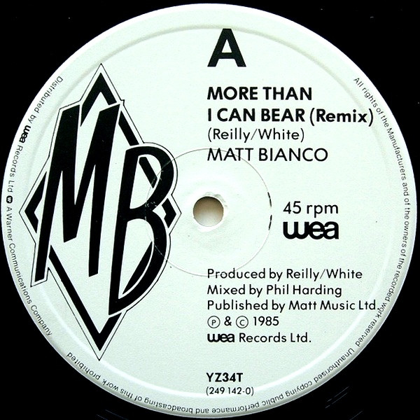 Matt Bianco - More Than I Can Bear (Remix) | WEA (YZ34T) - 3