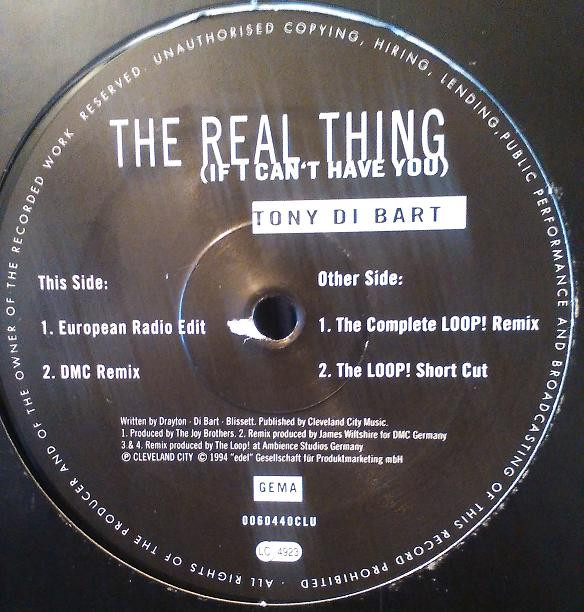 Tony Di Bart - The Real Thing (If I Can't Have You) | Club Tools (006044-0 CLU) - main Tony Di Bart - The Real Thing (If I Can't Have You) | Club Tools (006044-0 CLU) - main