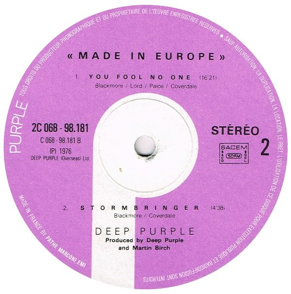 Deep Purple - Made In Europe | Purple Records (2 C 068-98181) - 5 Deep Purple - Made In Europe | Purple Records (2 C 068-98181) - 5