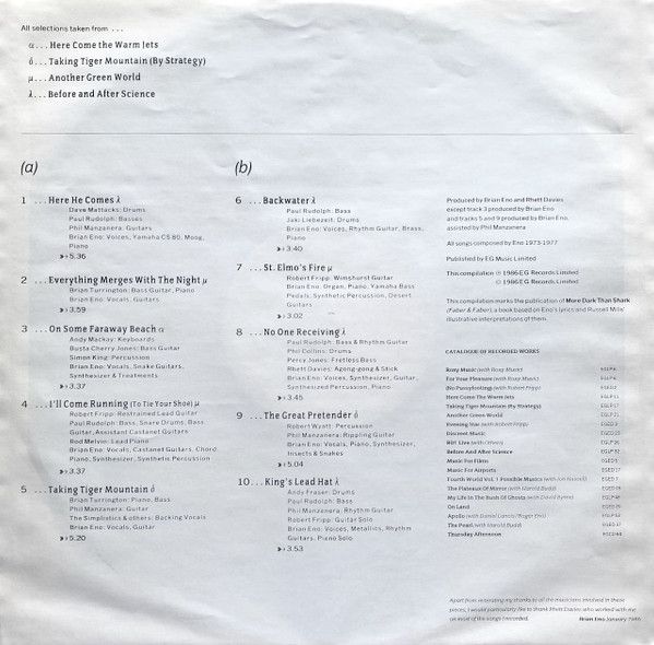 Brian Eno - More Blank Than Frank | EG (829 036-1) - 5