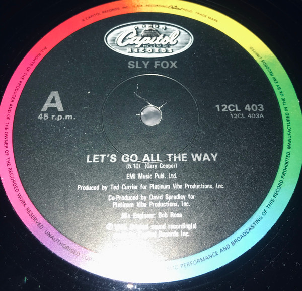 Sly Fox - Let's Go All The Way | Capitol Records (12CL 403) - main