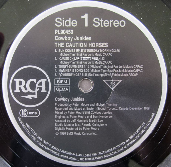 Cowboy Junkies - The Caution Horses | RCA (PL90450) - 3