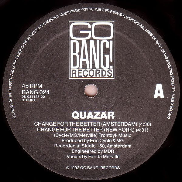 Quazar - Change For The Better | Go Bang! Records (BANG 024) - 3 Quazar - Change For The Better | Go Bang! Records (BANG 024) - 3