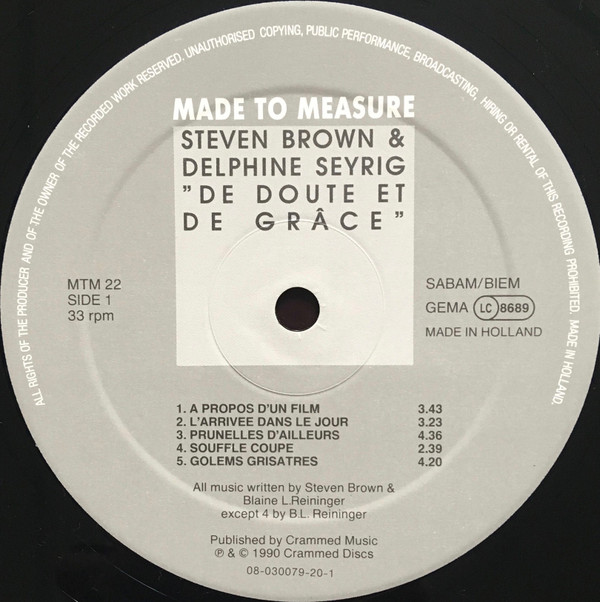 Steven Brown & Delphine Seyrig - De Doute Et De Grace | Crammed Discs (MTM 22 LP) - 3 Steven Brown & Delphine Seyrig - De Doute Et De Grace | Crammed Discs (MTM 22 LP) - 3