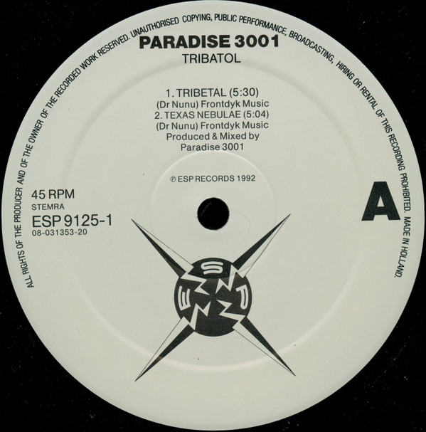 Paradise 3001 - Tribatol | ESP Records (ESP 9125-1) - 3 Paradise 3001 - Tribatol | ESP Records (ESP 9125-1) - 3