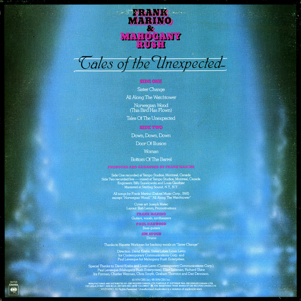 Frank Marino  &  Mahogany Rush - Tales Of The Unexpected [Vinyl] | Columbia (JC 35753) - 2