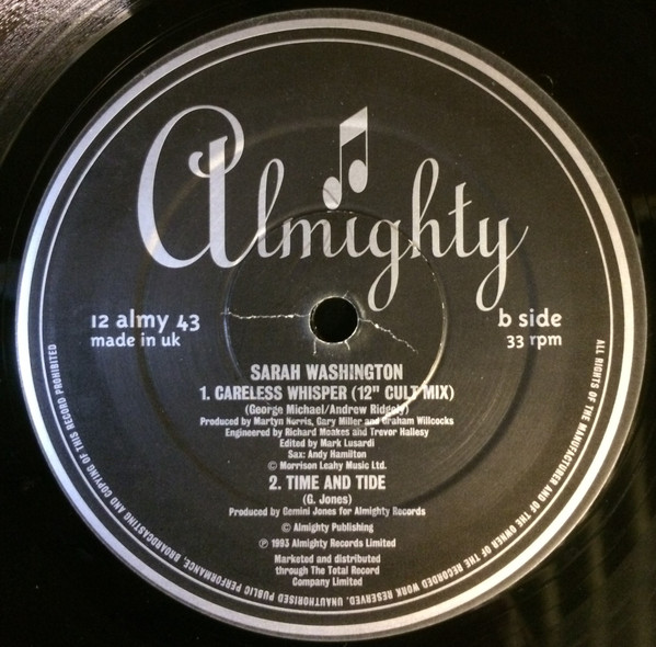 Sarah Washington - Careless Whisper | Almighty Records (12 ALMY 43) - 4