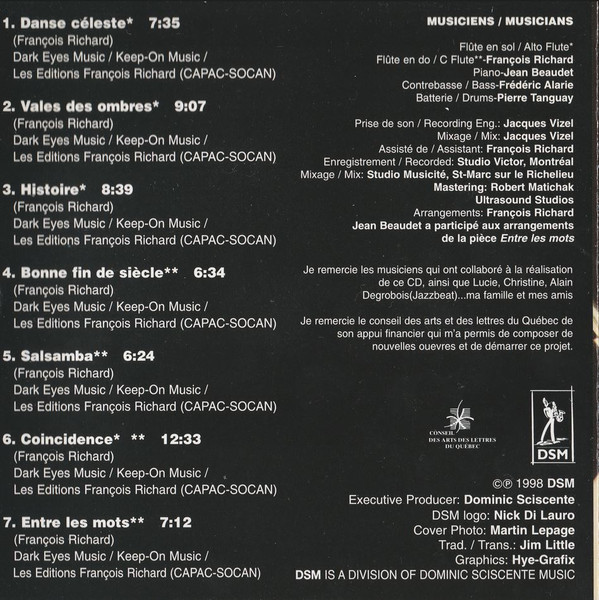 François Richard Quartet , Jean Beaudet , Frédéric Alarie , Pierre Tanguay - Coincidence | Unidisc (DSM3022) - 2