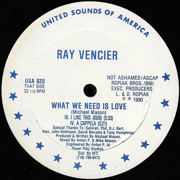 Ray Vencier - What We Need Is Love | United Sounds of America (USA 920) - 2