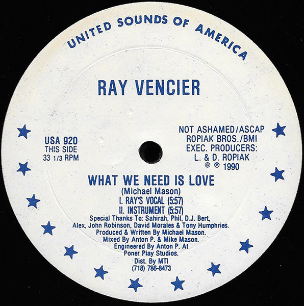 Ray Vencier - What We Need Is Love | United Sounds of America (USA 920) - main