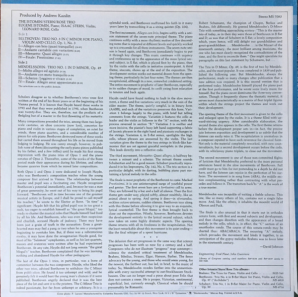 Trio In C Minor, Op. 1, No. 3 / Trio In D Minor, Op. 49