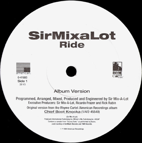 Sir Mix-A-Lot - Ride | American Recordings (9 41693-0) - 3 Sir Mix-A-Lot - Ride | American Recordings (9 41693-0) - 3