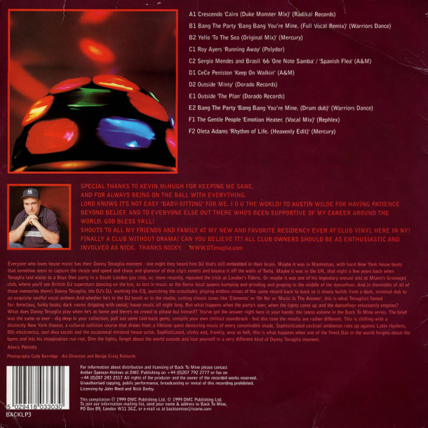 Danny Tenaglia - Back To Mine | DMC (BACKLP03) - 2