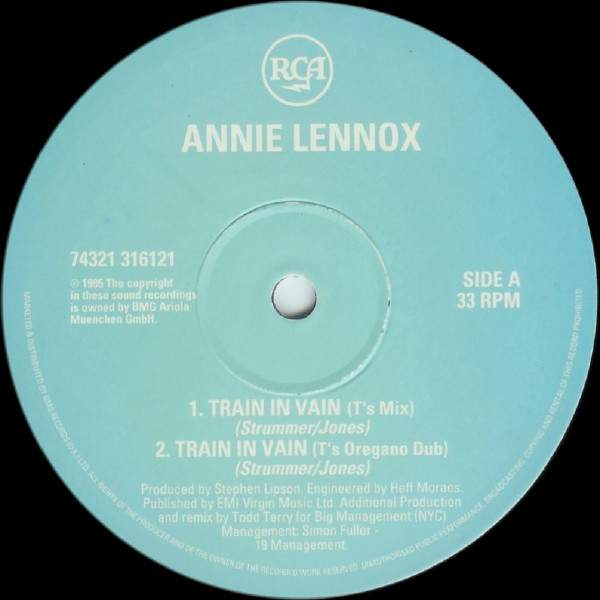 Annie Lennox - Train In Vain / Waiting In Vain / No More "I Love You's" | RCA (74321 316121) - 3