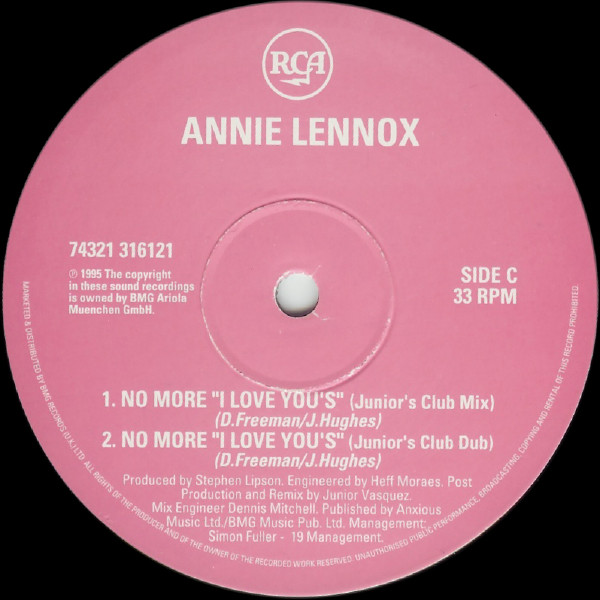 Annie Lennox - Train In Vain / Waiting In Vain / No More "I Love You's" | RCA (74321 316121) - 5