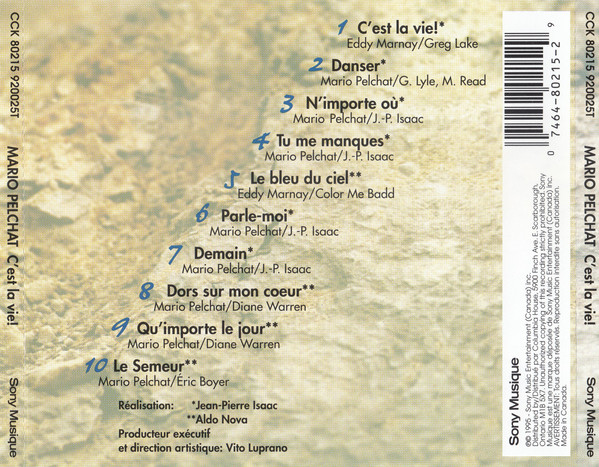 Mario Pelchat - C'est La Vie! | Sony Musique (CCK 80215) - 2