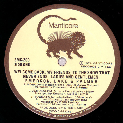 Emerson, Lake & Palmer - Welcome Back My Friends To The Show That Never Ends - Ladies And Gentlemen | Manticore (MC 3-200) - 3 Emerson, Lake & Palmer - Welcome Back My Friends To The Show That Never Ends - Ladies And Gentlemen | Manticore (MC 3-200) - 3